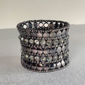 Cara Couture Stretchy Multi Row Crystal and Hematite Beaded Bracelet